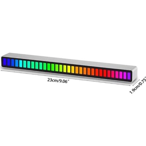 H7JF Aluminum Bar RGB Creative Sound Control Light Colorful Signal Music Ambient Light with 32 LED Decor for Vehicles