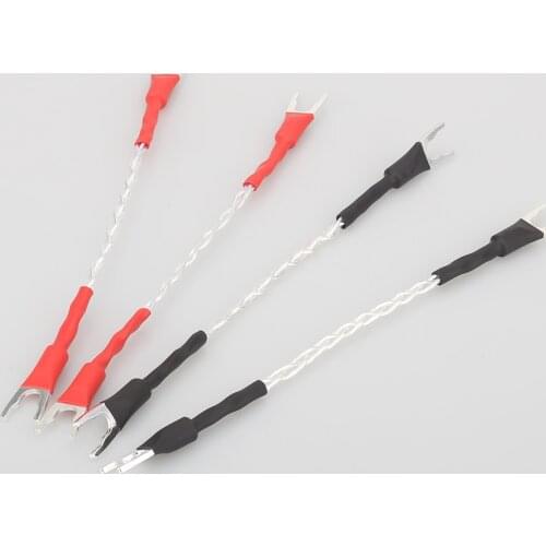 Hi-End audio Silver Plated Jumper Cable hifi speaker Jumper speaker cable audio jumper with Silver plated Y spade terminal 8AG