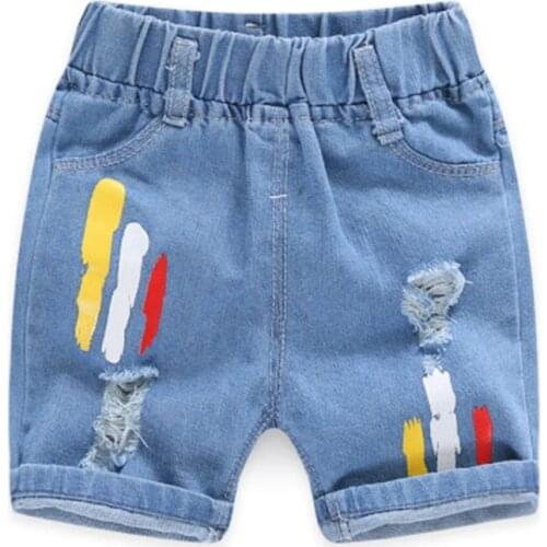 Summer thin childrens shorts summer thin childrens baby casual wear all-match denim shorts outside the hole