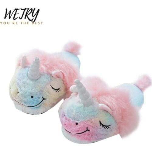 Hot selling Women Winter Slippers Creative Penis Home Slippers Ladies Warm Funny Flat Shoes pink animal unicorn plush slipper