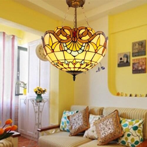 European style chandelier lamp glass dining room bedroom retro study Rock anti Iron Chandelier