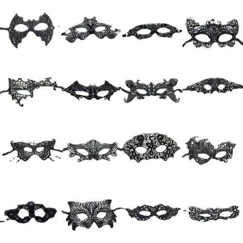 Party Mask For Masquerade Women Sexy Lace Eye Mask Black Cutout Cool Flower Halloween Venetian Costumes Carnival Anonymous Mardi