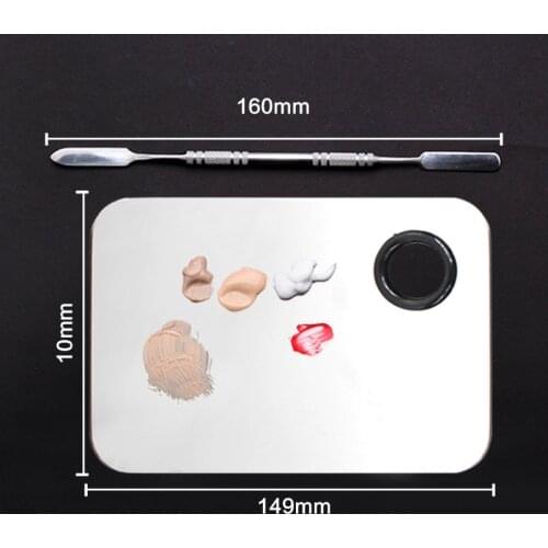Stainless Steel Makeup Mixer Nail Art Polish Mixing Plate Foundation Eyeshadow Eye Shadow Mixing Palette + Spatula Various Shape