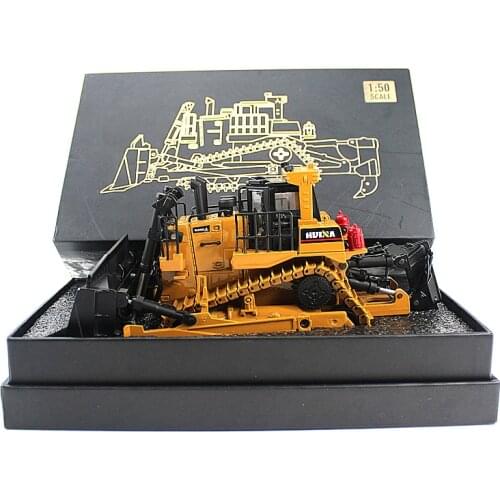 Crawler Bulldozer Model Alloy Diecast 1:50 Tracked Engineering Track Car High Simulation Collection Metal Toys For Boys Kid Gift