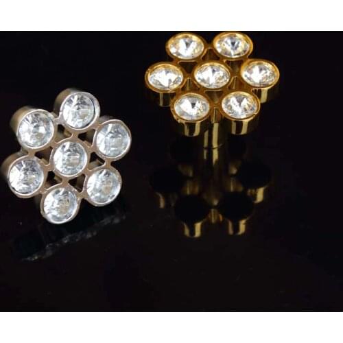 Fashion deluxe creative rhinestone drawer cabinet knob pull silver gold dresser win cabinet door handles knobs modern style knob