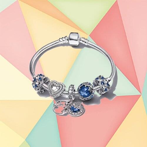 Hot Sale High Quality S925 Silver Shiny Galaxy Bracelet Set, Original Fashion Lady Diy Charm Jewelry Gift (with Logo)