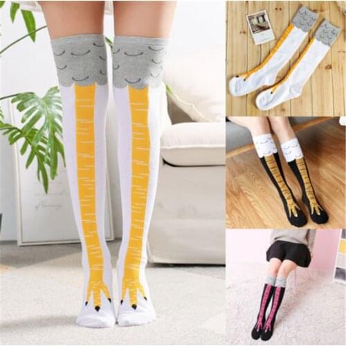 NEW Women Stockings Cute Girls Funny 3D Animals Chicken Feet Knee High Thigh Stockings Medias De Mujer Plus Size