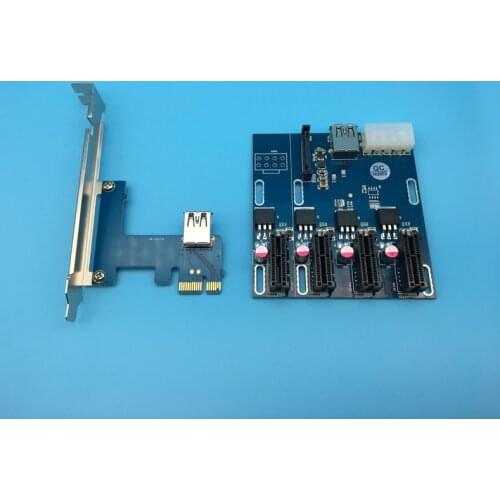 New PCIe 1 to 4 PCI Express 1X Slots Riser Card Mini ITX to External 4 PCI-e Slot x1 Port Multiplier for Bitcon BTC Miner Mining
