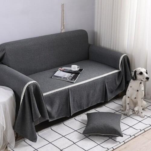 1/2/3/4 Seater Solid Color Lace Sofa Cover for Living Room Spandex Modern Polyester Corner Sofa Couch Slipcover Chair Protector