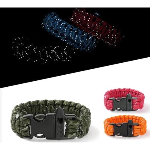 Reflective Paracord Men Women Wristband Survival Emergency Bracelet Outdoor Camping Handmade Braided Rope 550 Paracord