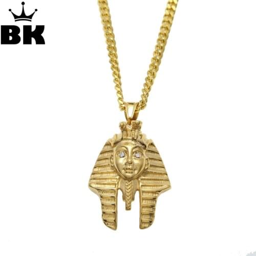 Egypt Charm Necklace Pharaoh King Men Stainless Steel Necklaces & Pendants Ancient Style Women 2018 New Vintage Jewelry