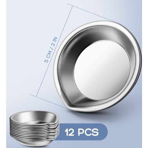 12Pcs Makeup Palette Stainless Steel Small Round Paint Tray Artist Watercolours Paint Mixing Palette Tray for Artist