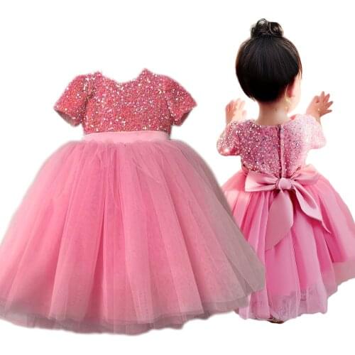 Flower Girl Dress Party Birthday Wedding Princess Chidlren Clothes Girls Sequins Pagent Prom Gwon Baby Girl Clothing Vestidos