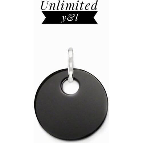Black Onyx Round Disc Pendants Silver Fashion Jewelry Necklace Accessories Fit Chain Necklace for Women and Men Gift