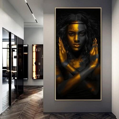 African Black Woman Portrait Canvas Art Posters Paintings Wall Art Picturesl Modern Posters and Prints Home Wall Cuadros