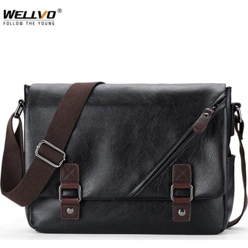 Luxury Brand Leather Men Sling Bag Casual Business Messenger Bag Vintage Mens Crossbody Bag Male Shoulder Bags Bolsas XA209ZC
