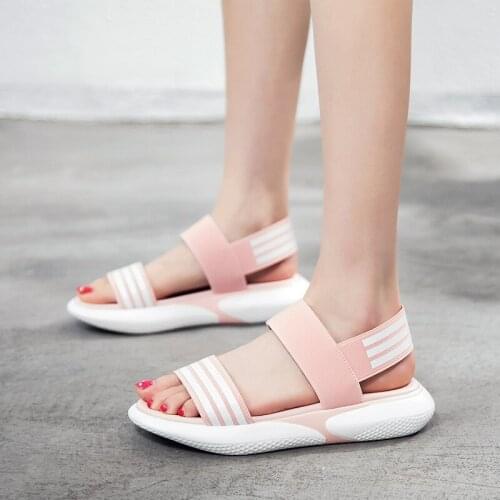 Leather Platform Sandals Women 2019 Summer Womens Chunky Shoes Fashion Buckle Thick Soled Casual Woman Beach Sandal