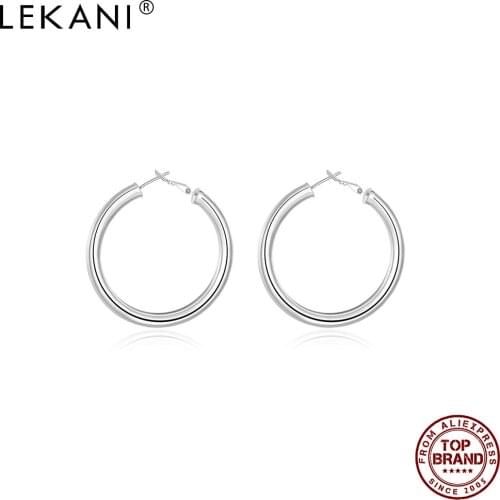 LEKANI Fashion Round Shape Earrings Elegant Natural Poised Silver Color Earring For Woman Teen Girl Fashion Jewelry Hot Selling