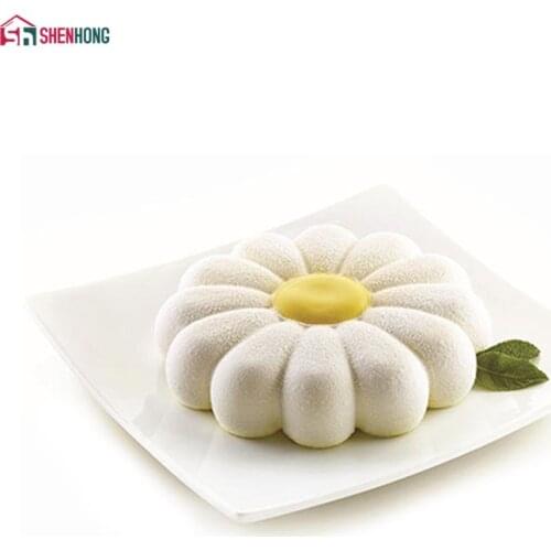 SHENHONG Sun Flower 3D Mousse Cake Moulds For Ice Creams Chocolates Cake Mold Pan Bakeware Geometric shapes HomeMade Home Party
