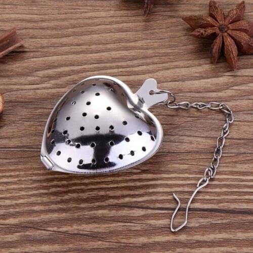 Strainer 304 Stainless Steel Portable Filter Bag Ball Tea Infuser for Tea Brewing Heart Shaped Chain Tea Accessories 1PC