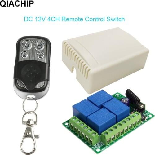 QIACHIP 433Mhz Universal Wireless Remote Control Switch DC12V 4CH Relay Receiver Module Transmitter DIY LED motor garage door