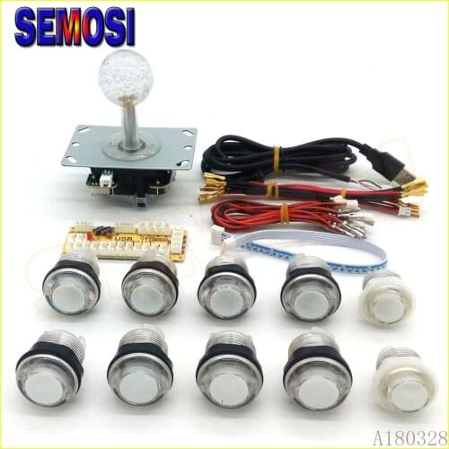 Zero Delay USB Encoder To PC Games LED Joystick + 10x LED Illuminated Push Buttons For Arcade Joystick DIY Kits Parts