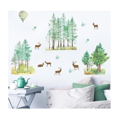 Green Forest Deer Wall Sticker Home Decoration Adhesive Poster Mural