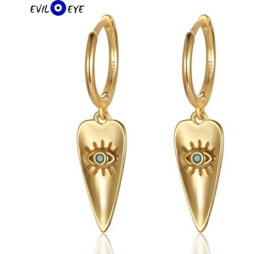 EVIL EYE Hanging Blue Zircon Turkish Evil Eye Drop Earrings 925 Sterling Silver Dangle Earrings for Women Girls Jewelry ES34