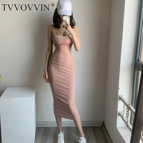 TVVOVVIN Winter Base Solid Color Tight Elastic Stitching Low Chest Sexy Holiday Slim Hip Show Thin Long Pencil Dresses Dress 4W