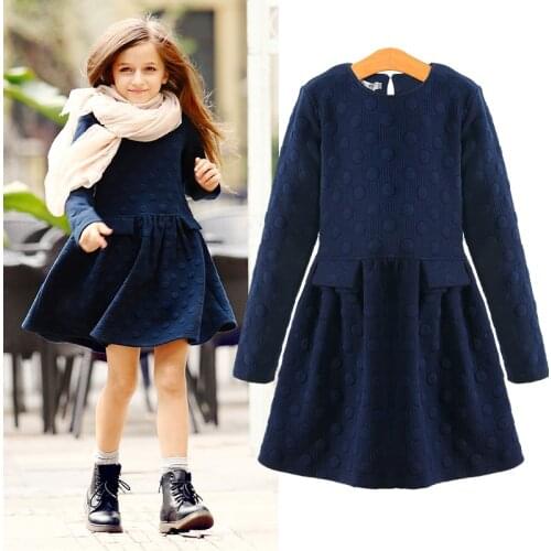 Girls Winter Dresses Elegant Thicken Kids Dresses for Girls Warm Cotton Children Clothes Clothing Autumn Winter 7-16Y Pink Blue