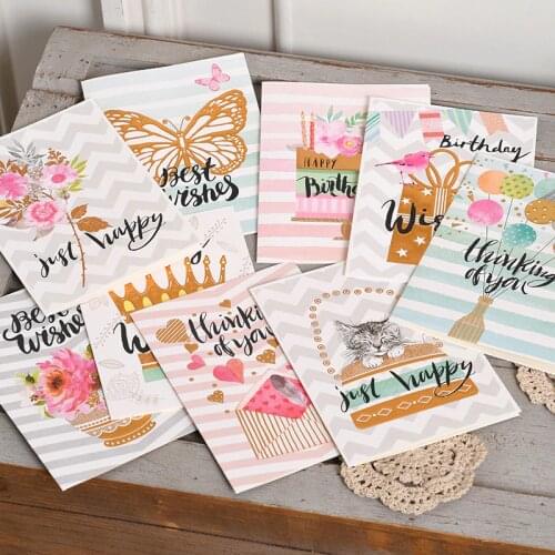 Gold embossed cards handmade birthday greeting cards party birthday wishes cards