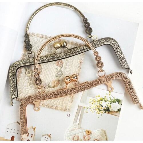 1 Piece Square Glossy Silver Basic Metal Purse Frame Kiss Clasp Lock DIY Bag Accessories 20cm