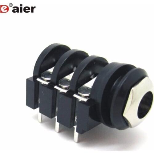 10PCS 6.35mm Jack Stereo Type With Short PCB Terminal Panel Mount PJ-644C Plastic Audio Female Stereo 1/4'' Phone Jack