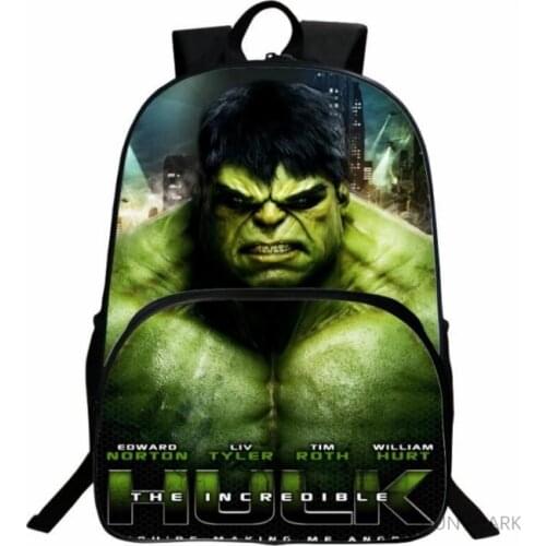 16-inch Popular Super Hero School Bag For Children Boys Girls Hulk Backpack For High School Students Bookbags For Kids