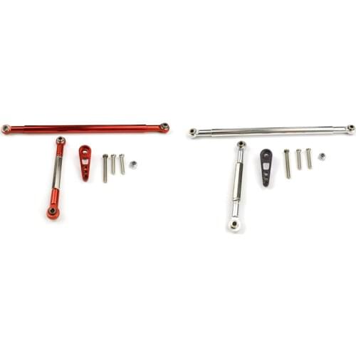 2Set Metal Steering Rod Servo Link Servo Arm For MN86K MN86KS MN86 MN86S MN G500 1/12 Red & Silver