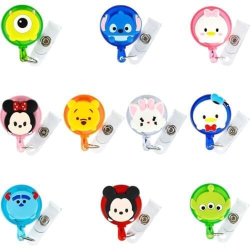 50pcs/lot Disney Retractable Badge Holder Cartoon ID Name Card Lanyard Key Chain Nurse Chest Card Holder Creative Phone Lanyard