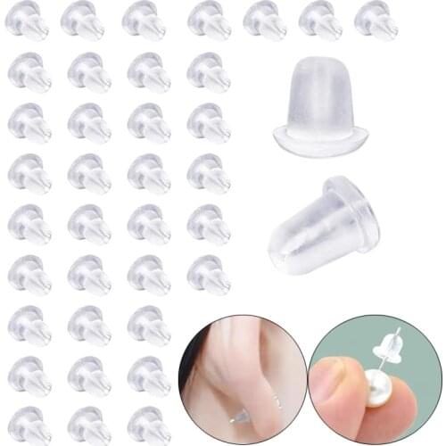 500/1000pcs Silicone Rubber Earring Clasp Transparent Ear Nut Plugging Earrings DIY Jewelry Findings Accessories Materials
