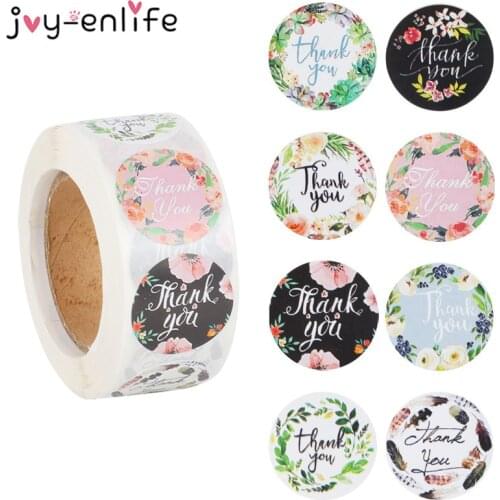 500pcs Thank You Stickers Floral Adhesive Seal Labels Scrapbooking Handmade Sticker Wedding Party Christmas Gift Baking decor