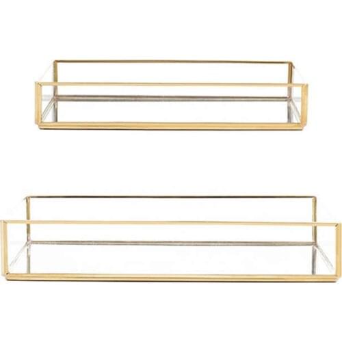 Promotion! Nordic Retro Storage Tray Gold Rectangle Glass Makeup Organizer Tray Dessert Plate Jewelry Display Home Kitchen Decor