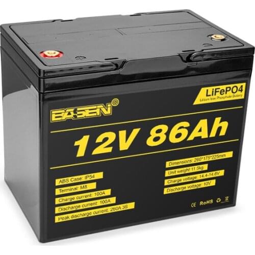 12v 85ah LiFePO4 battery rechargeable lithium ion battery pack for electric vehicles