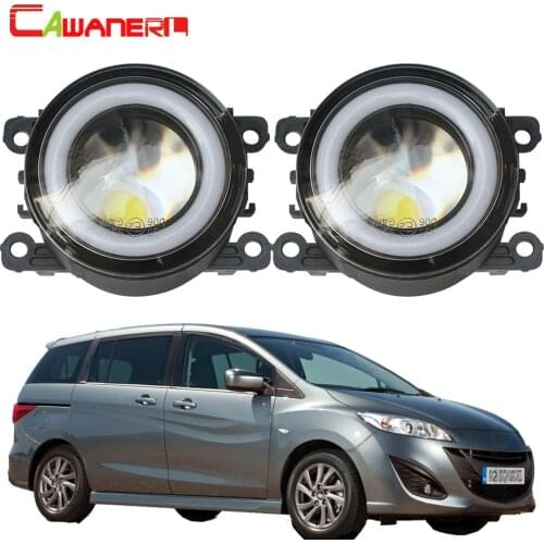 Cawanerl For Mazda MPV II (LW) 1999-2006 Car LED Fog Light 30W 3000LM COB Angel Eye DRL Daytime Running Light 12V Styling