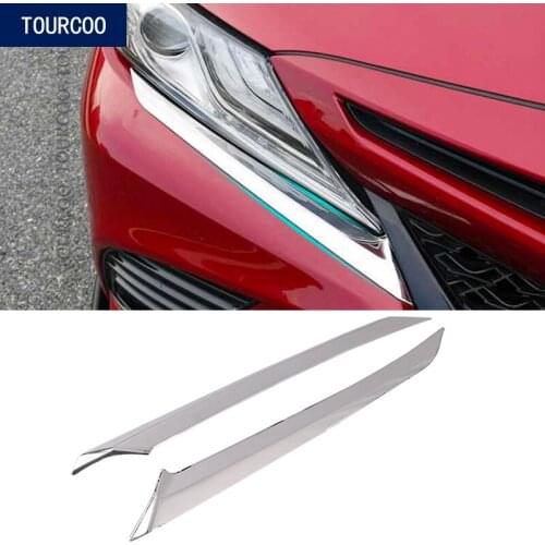 For Toyota Camry Sport 2018 2019 Front Headlight Eyebrow Moulding Cover Trim Stickers Stainless Steel Car Styling Accessories
