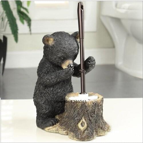 European creative toilet brush set soft hair base plastic long handle toilet brush bathroom bear decoration