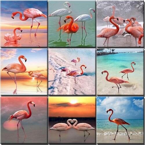 Flamingos Diy Painting By Numbers Animals Picture Coloring Zero Basis HandPainted Oil Painting Unique Gift Home Decor Gift Child