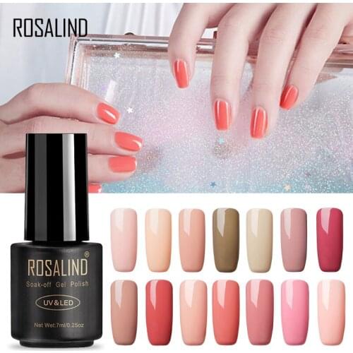 ROSALIND 7ML Gel Polish Nude Color Gel Nail Polish Semi Permanent Nail Art UV LED Acrylic Soak Off Gel White Varnish