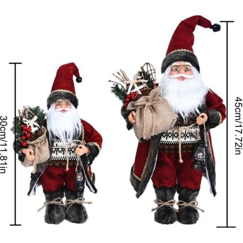 Innovative Christmas Santa Claus Figurine Doll in Red Robe Ornament for Home Mall Decor