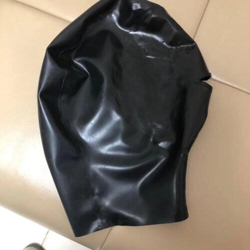 100%Latex Hood dotted eyes hole Rubber fetish hood party gears with /no Zip on Back Costumes Accessories for Party halloween