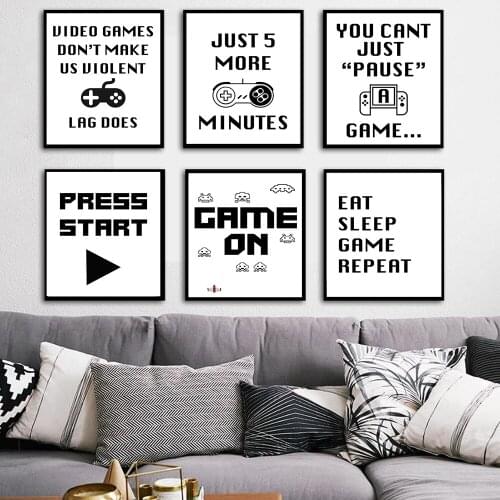 Teen Boy Gaming Minimalist Art Canvas Painting And Poster Boys Room Decoration Video Game Wall Picture Print Playroom Wall Decor