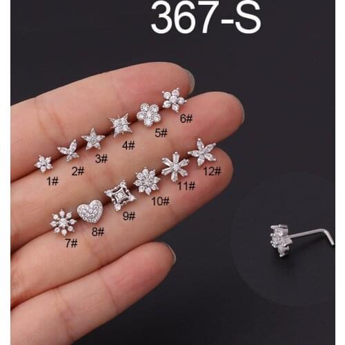 1Pcs New Box Body Nose Piercing Jewelry Nose Rings Nose Studs For Women Crystal Flower Nose Nail Jewelry Wholesale