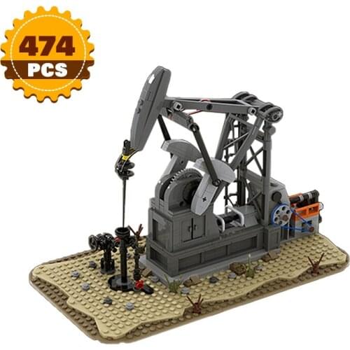 Moc Urban Construction Excavating Machinery Functioning (Oil Derrick) Oil Pump Jack Building Blocks Bricks Toys for Child Gifts